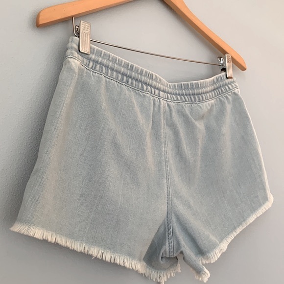 Aerie • Chambray Frayed Jean Shorts With Elastic Drawstring Waist Size Small - Picture 6 of 8